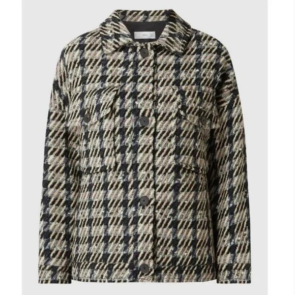 Mango Tweed Plaid Jacket Shacket Size L - Picture 7 of 16